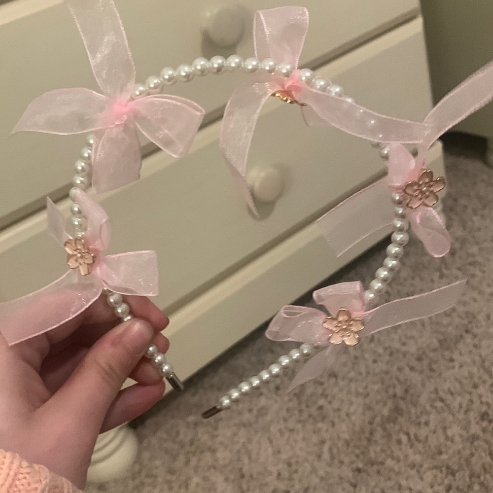 Floral Sakura Pearl Bow Kawaii Headband